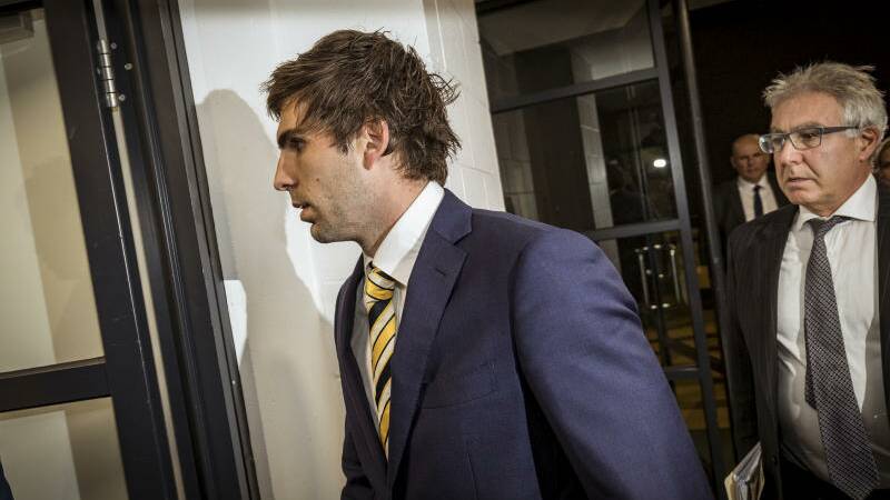 Andrew Gaff arrives at the AFL tribunal. Photo: Chris Hopkins