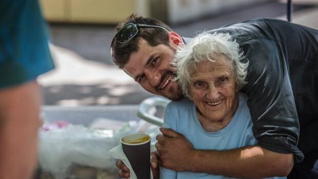 tasia Dabrowski and grandson Joshua Kenworthy want to thank Canberra for pledging more than $30,000 to buy the soup kitchen a new van. Photo: Karleen Minney