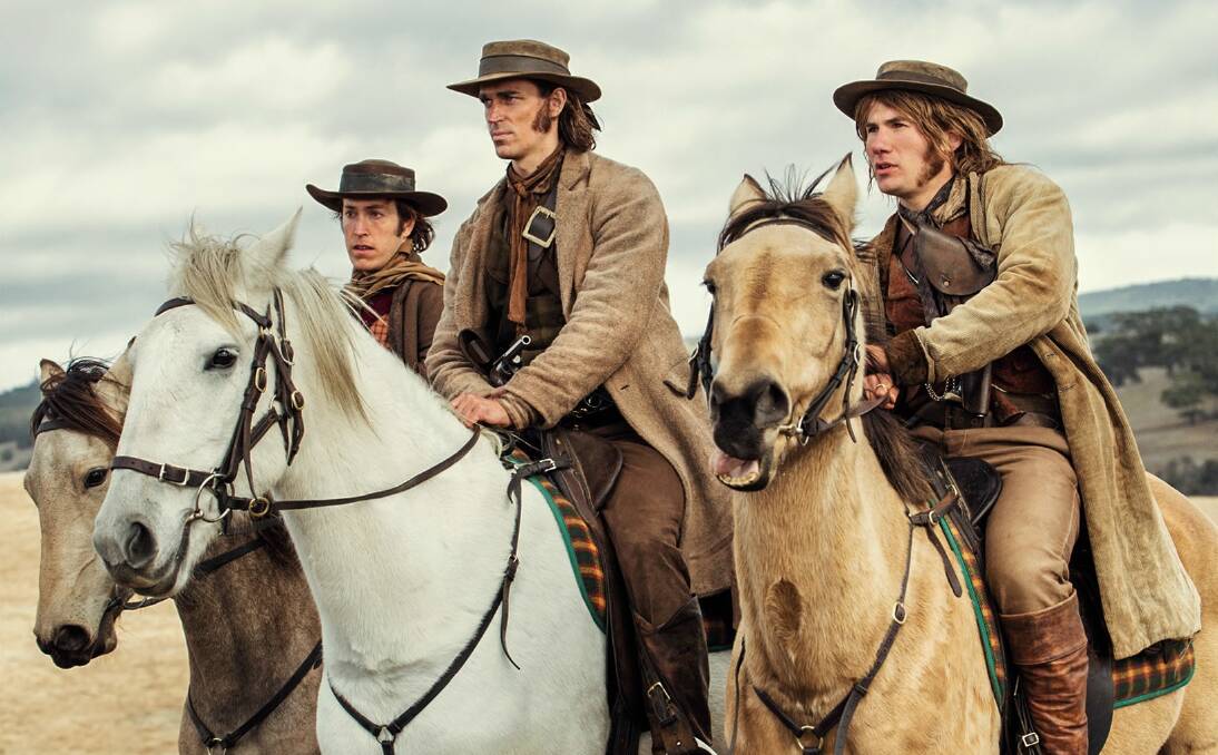 ON THE RUN: Ben Hall (centre, played by Jack Martin) and two of his gang members in The Legend of Ben Hall. Photo: CONTRIBUTED