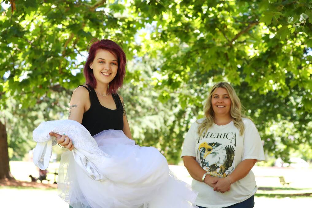 Tanya-Lee Dawson is thrilled that Paige Starr chose to pass on her wedding dress to her. Photo: Emma Hiller 