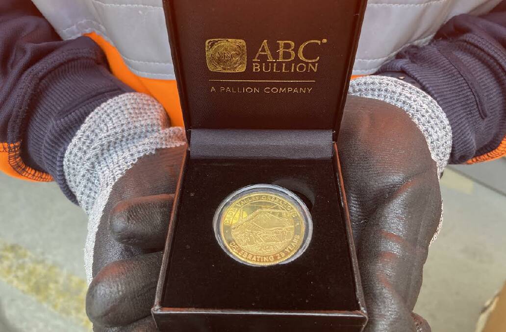 One of the limited-edition coins commissioned by Cadia to celebrate 25 years of mining in the Cadia district.