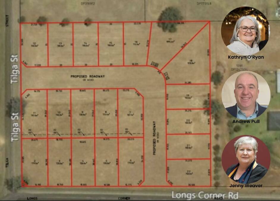 A concept of what the land could look like subdivided on the corner of Longs Corner Road and Tilga Street. All three Canowindra councillors spoke against it.