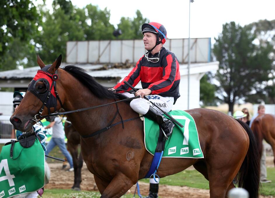 OPENING WIN: Ken Dunbar rode Dungannon superbly to notch a meet-opening win for Bathurst's Peter Stanley at Towac Park on Saturday. Photo: ANDREW MURRAY