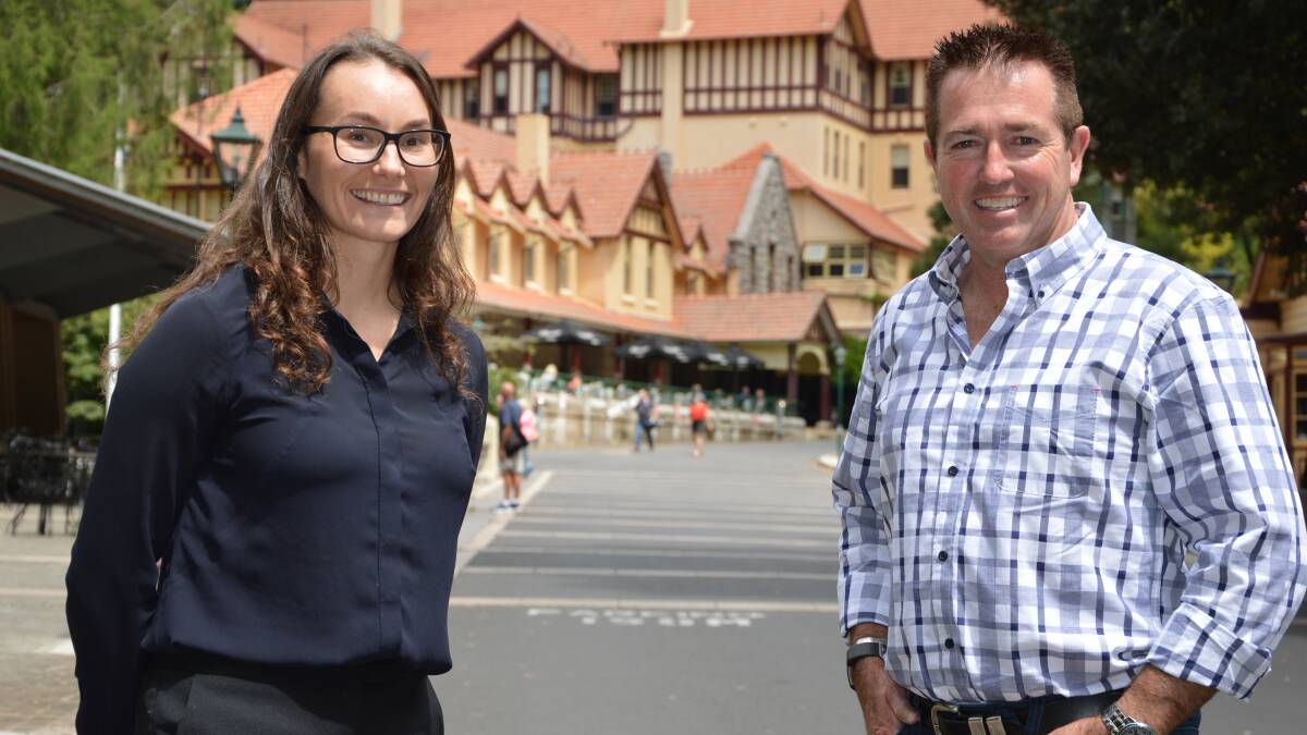 FUNDING: Director of Jenolan Caves Jodie Anderson with Member for Bathurst Paul Toole as $7.9 million in funding was announced for the precinct. Photo: CONTRIBUTED