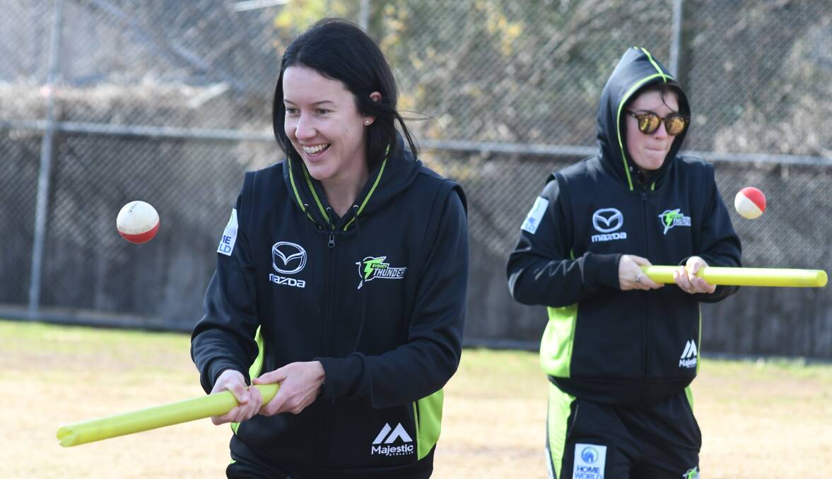 Sydney Thunder stars Lisa Griffith and Maisy Gibson were on hand at OPS on Wednesday, photos by JUDE KEOGH and MATT FINDLAY