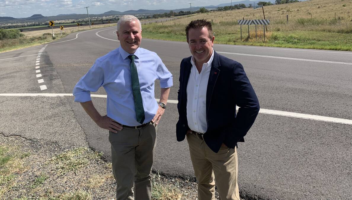 ROAD TO SAFETY: Deputy Prime Minister Michael McCormack and NSW Minister for Regional Transport and Roads Paul Toole announced funding for highway upgrades. Photo: CONTRIBUTED