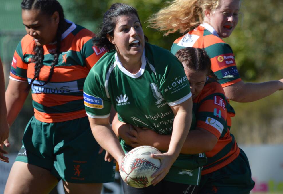 FINDING FORM: Davina Wright crossed for one of Orange Emus' tries in Saturday's easy win over Dubbo Rhinos. Photo: MATT FINDLAY