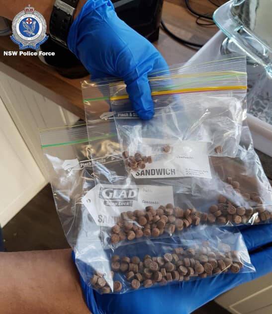 PILLS: More than 200 MDMA tablets were seized. Photo: NSW POLICE FORCE