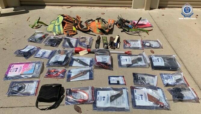 EQUIPMENT: A range of hunting equipment was seized in the search. Photo: NSW POLICE FORCE