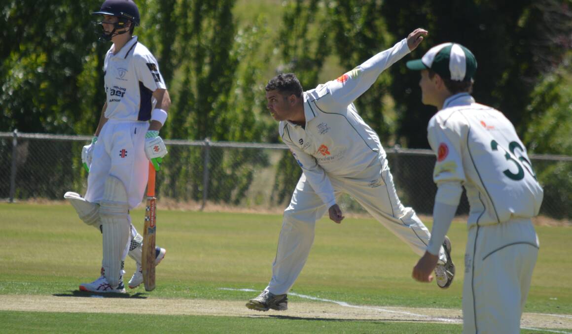 WINNING WARRIORS: Orange City all-rounder Andrew 'Flash' Gordon rips in during his side's massive win over St Pat's Old Boys on Saturday afternoon. Photo: MATT FINDLAY