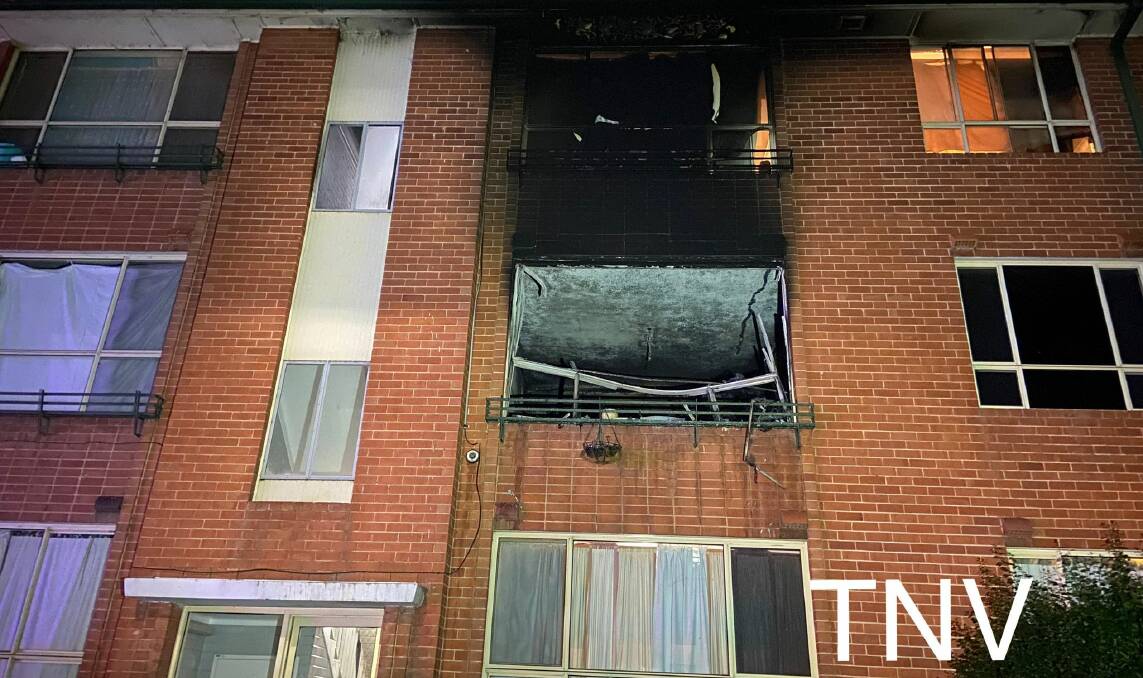 BURNT OUT: A first-floor unit was destroyed by fire in Bathurst on Monday night. Photo: DAVID CARROLL/TOP NOTCH VIDEO