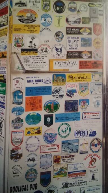 I'VE BEEN EVERYWHERE: The shearer's bar fridge on a south west property has a great collection of stickers, including one from Sofala.