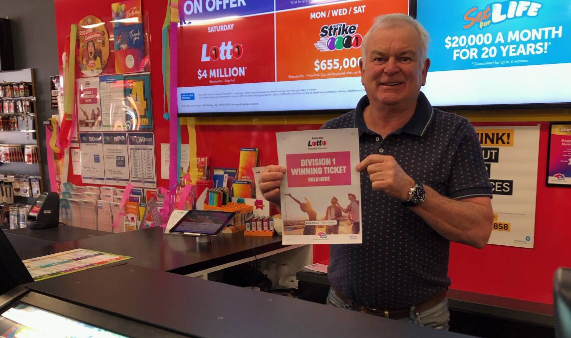 MILLION-DOLLAR SMILE: Keppel Street Newsagency owner Paul Cregan is celebrating after selling a Division One winning entry in Saturday night's Lotto draw. Photo: SUPPLIED