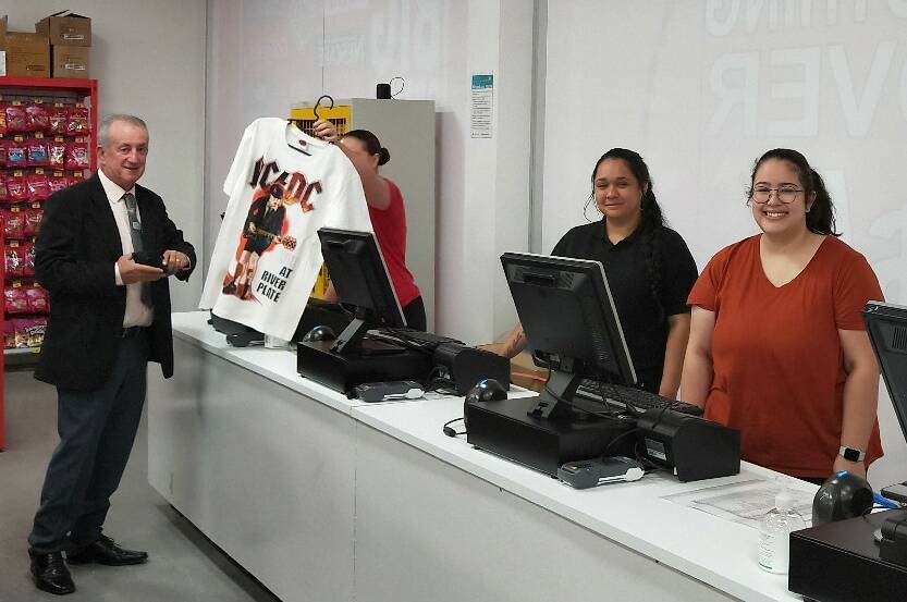 TO A TEE: Mayor Bobby Bourke was one of the first customers on Monday morning. Photo: SUPPLIED