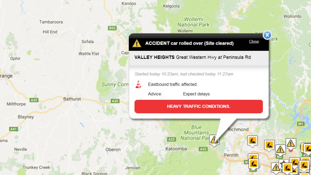 Delays on Great Western Highway following Valley Heights crash