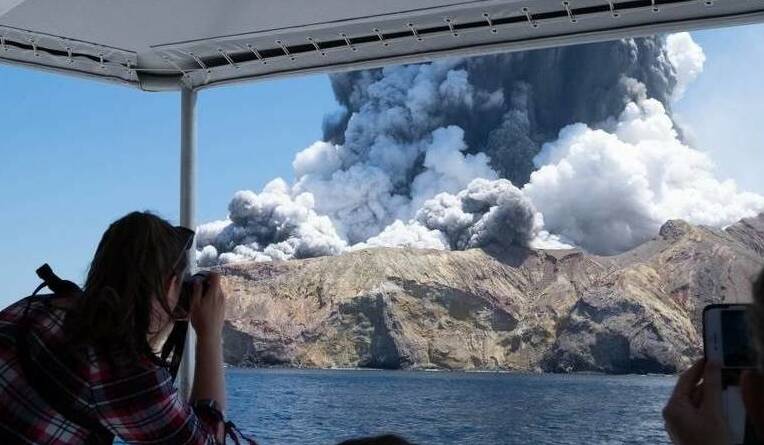EMERGENCY: A volcanic eruption on New Zealand's White Island on Monday. Photo: Michael Schade via Twitter