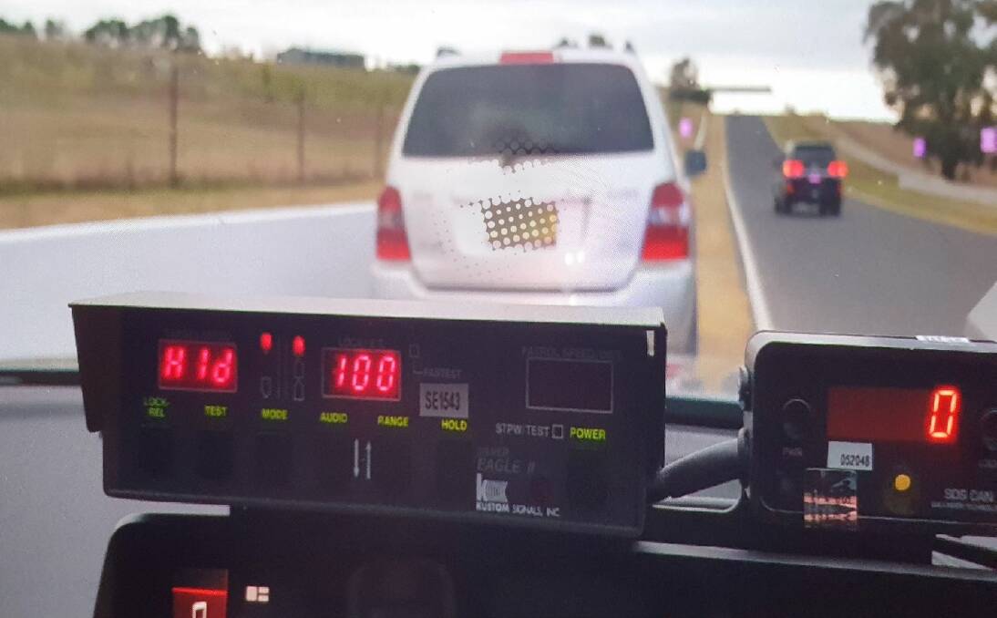 NABBED: This driver was clocked travelling at 100lm/h on Conrod Straight. Photo: NSW POLICE FACEBOOK