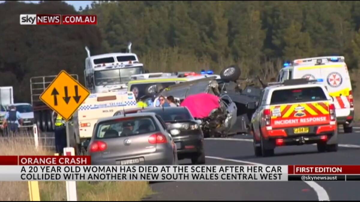 FATALITY: The crash scene on the Mitchell Highway. Photo: SKY NEWS