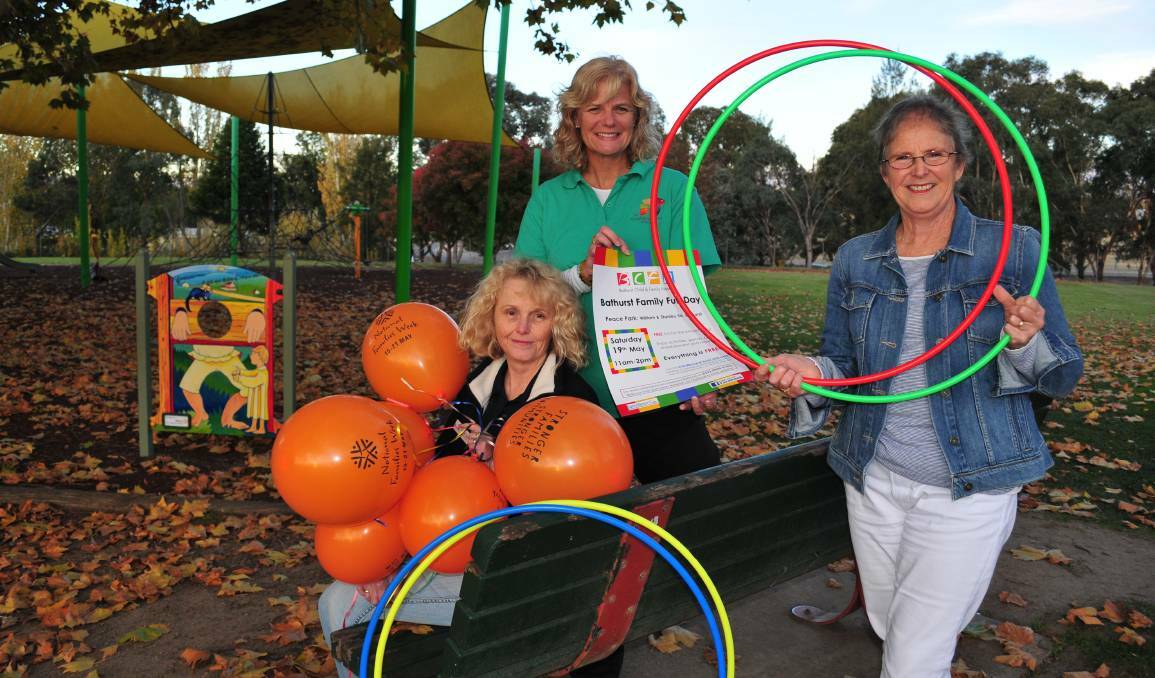 FUNDING: Bathurst Child and Family Network members Louise Taylor, Therese Short and Annette Meyers welcomed local families to last year's fun day. The event is returning in 2019.