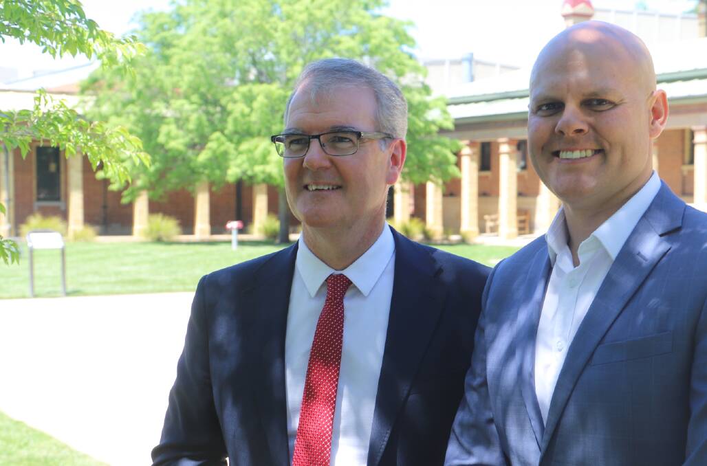 CAMPAIGN TRAIL: Deputy opposition leader Michael Daley with the Labor Party's candidate for Bathurst, Beau Riley, at the Bathurst Court House on Friday.