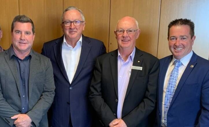 HEALTHY CHAT: Health Minister Brad Hazzard (second from left) following discussions with Cr Warren Aubin, Cr Graeme Hanger and Bathurst MP Paul Toole last week. Photo: SUPPLIED