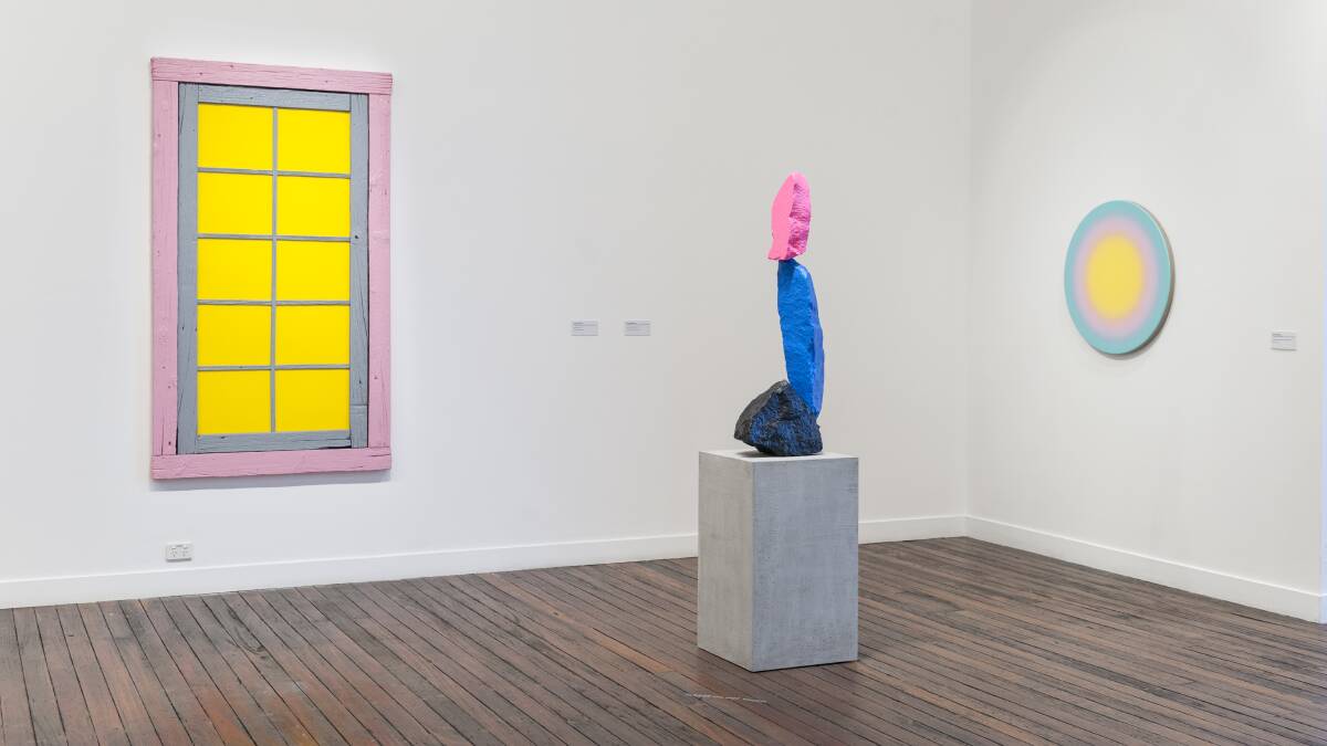 CONTEMPORARY: Eurovisions install view with (left to right) The Plain (2014), Black Blue Pink Mountain (2015) and zwölfteraugustzweitausendundvierzehn (2014), all by Ugo Rondinone. Image: NATIONAL ART SCHOOL