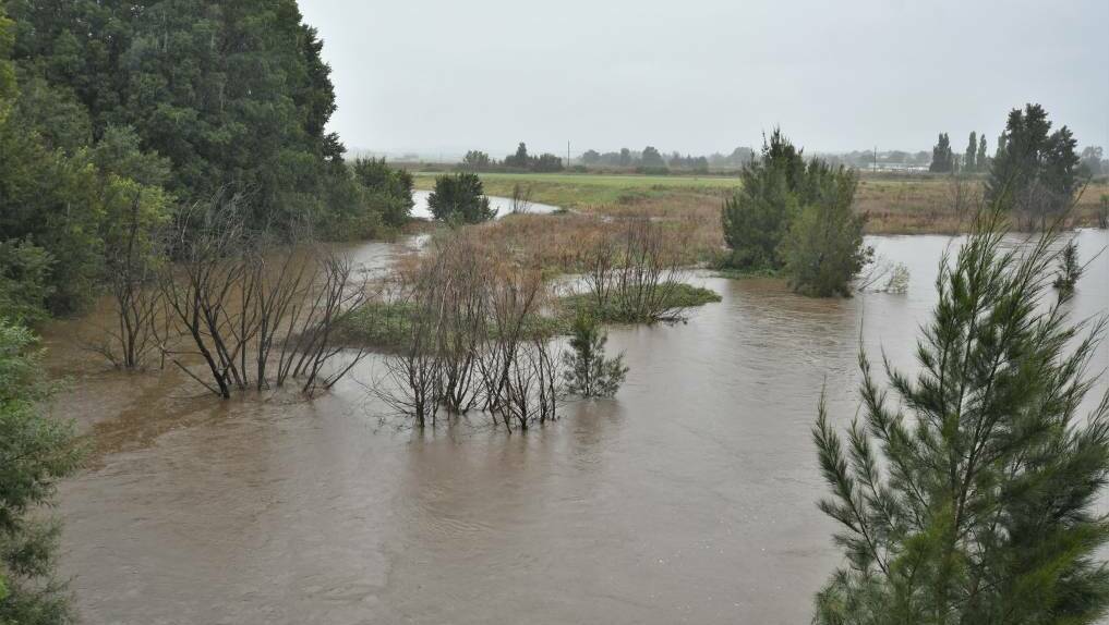 WATER, WATER: The swollen Raglan Creek on Tuesday afternoon. Photo: CHRIS SEABROOK