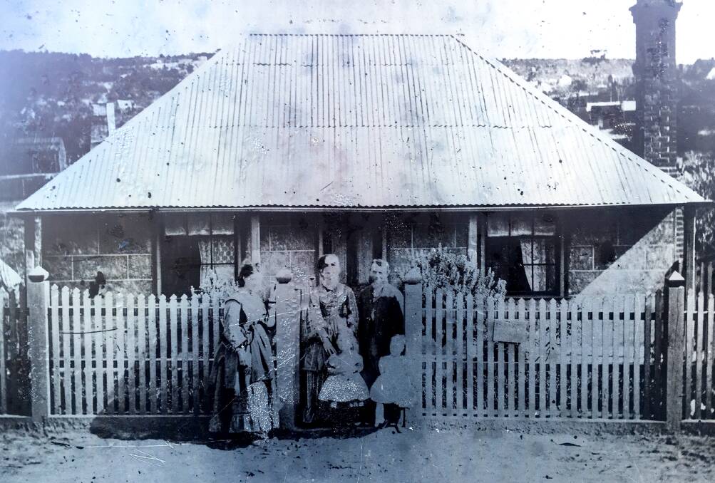 FLASHBACK: Beyers Cottage, Hill End was built by the pioneering Polish miner Louis Beyers in the 1850s. These plaques can be found all over town and are photographs from the State Archive Holtermann Collection. Photo: STEVEN CAVANAGH