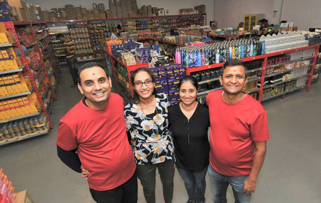 OPENING DAY: Silly Solly's co-owners Samir, Kalpana, Vaishali and Dipak Patel in the store on Monday. Photo: CHRIS SEABROOK 031521cnewshop