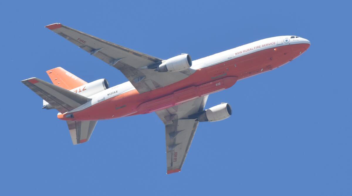 SNAPSHOT: This Rural Fire Service water-carrying jet was spotted flying over Bathurst on its way to Orange on Sunday. Photo: CHRIS SEABROOK