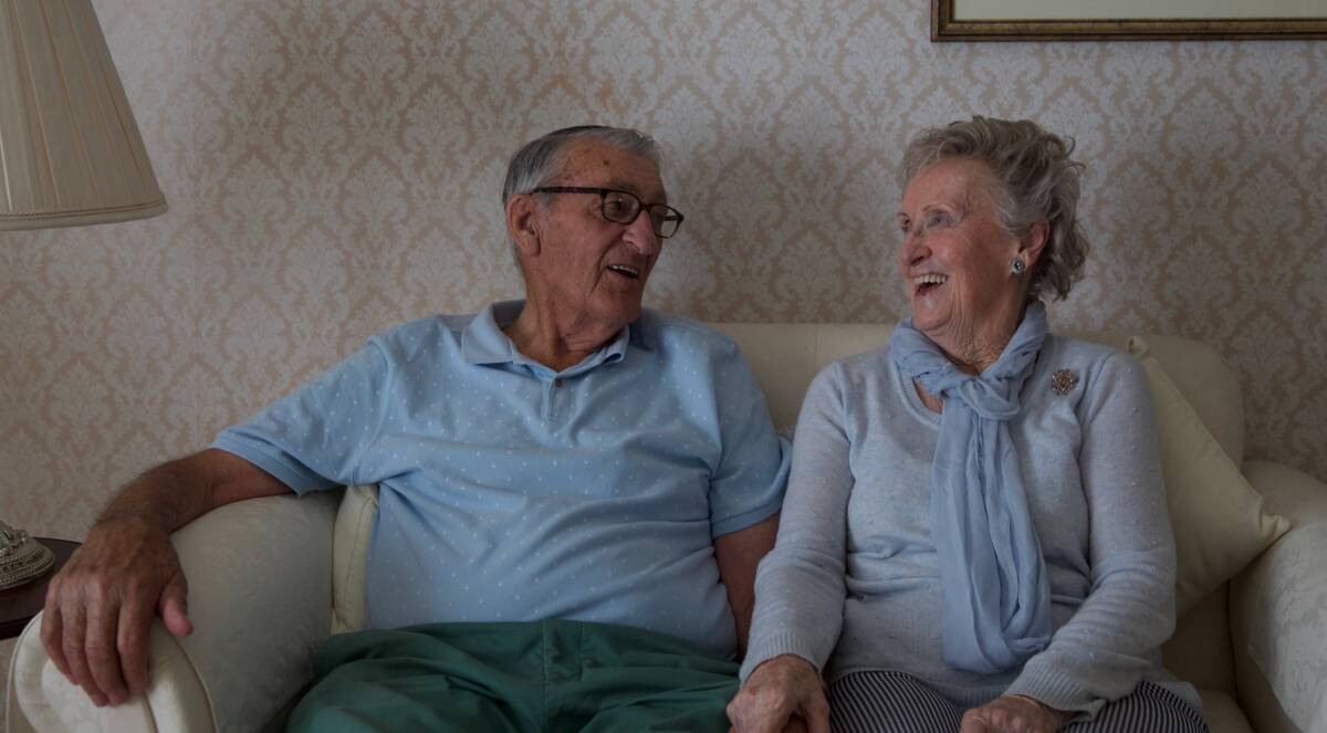 LOVE AND LAUGHTER: Bathurst couple Neville and Johanna Dawson are celebrating 65 years of marriage. Photo: XANTHE GREGORY
