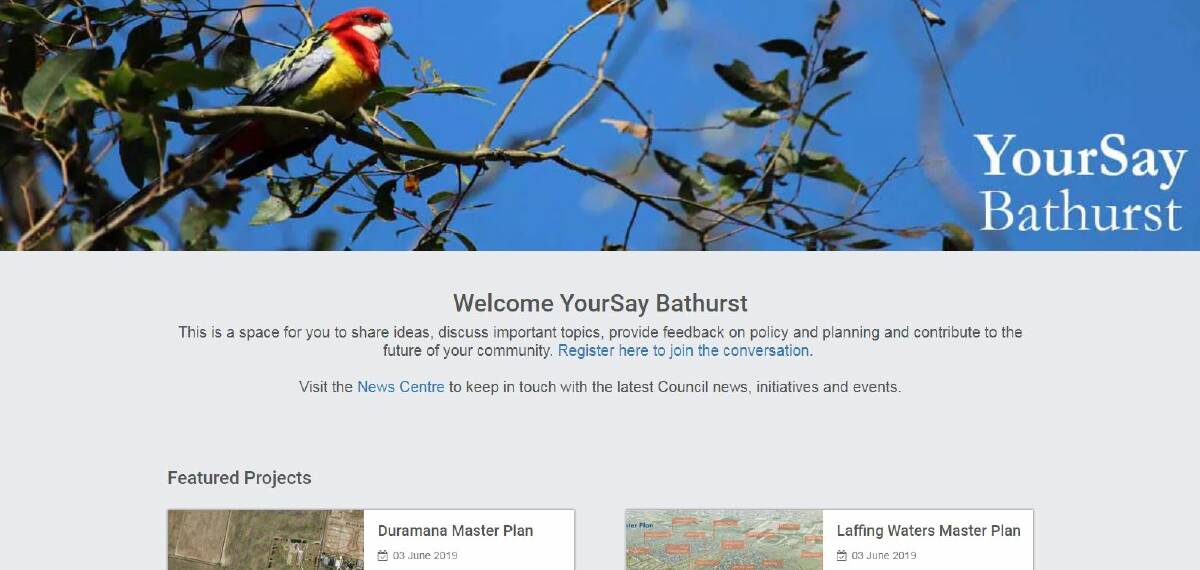 FEEDBACK: The YourSay home page on the Bathurst Regional Council website.