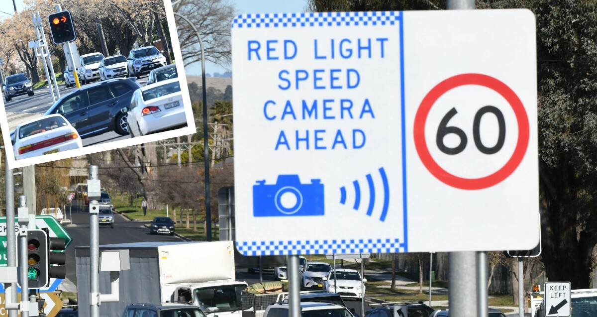 JUST FINE: The red-light speed cameras at the intersection of Durham and Bentinck streets (main photo) and Stewart and Keppel street. Photos: CHRIS SEABROOK