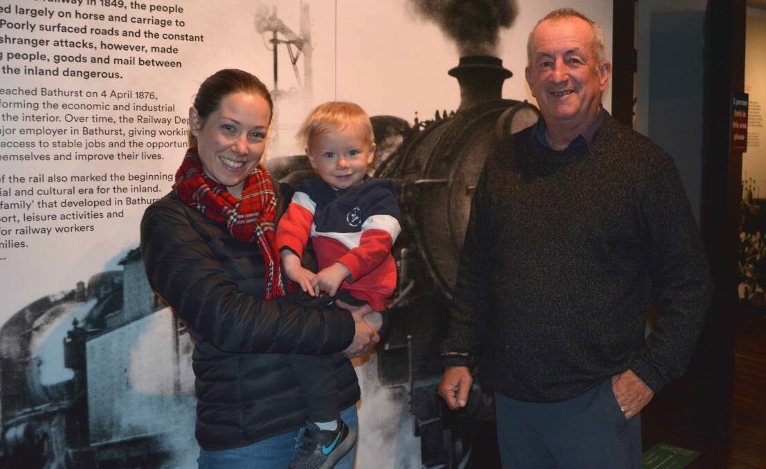 ALL SMILES: Renee and Finlay with Bathurst mayor Bobby Bourke at the Bathurst Rail Museum. Photo: SUPPLIED