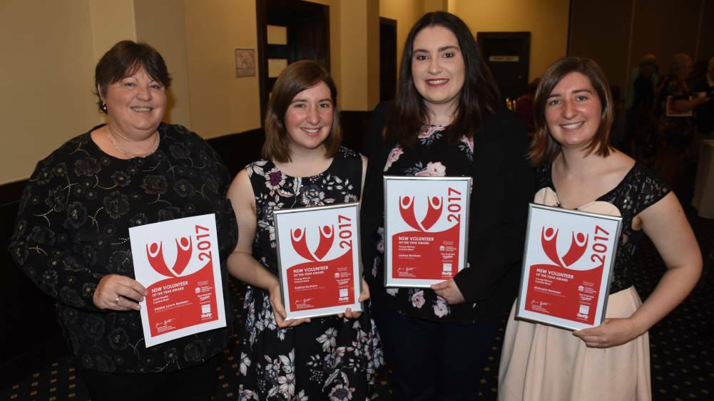 GREAT EFFORT: 2017 Adult Volunteer of the Year finalist Debbie Lynch-Benham with her daughters Katrina, Larissa and Makayla Benham who were Young Volunteer of the Year joint winners last year. Photo: NADINE MORTON 092117nmaward7