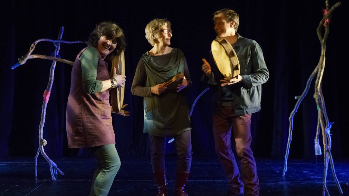 WALES TALES: Michael Harvey, Lynne Denman and Stacey Blythe from Adverse Camber performing Dreaming the Night Field. Photo: SUPPLIED