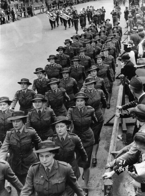 PRIDE: The Australian Women's Army Service marches up Macquarie Street in Sydney on Saturday, October 17, 1942.