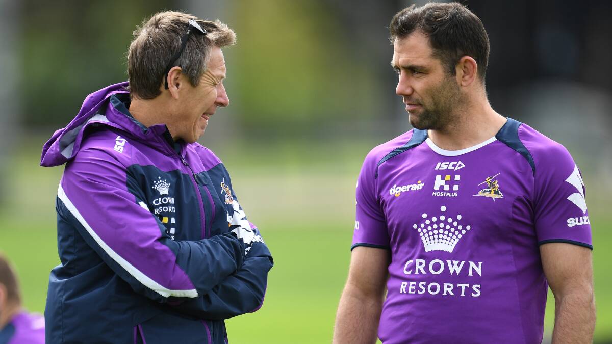 BRAINS TRUST: Melbourne Storm coach Craig Bellamy and skipper Cameron Smith will bring their side to Bathurst next year to play the Penrith Panthers at Carrington Park in Round 3 of the NRL.