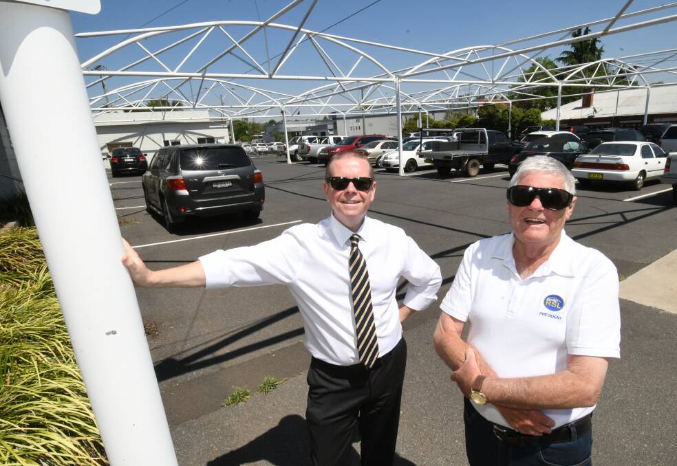  ACQUISITION: Bathurst RSL general manager Peter Sargent and president Ian Miller
pictured when the RSL bought the old Clancy's site in 2019. Photo: CHRIS SEABROOK