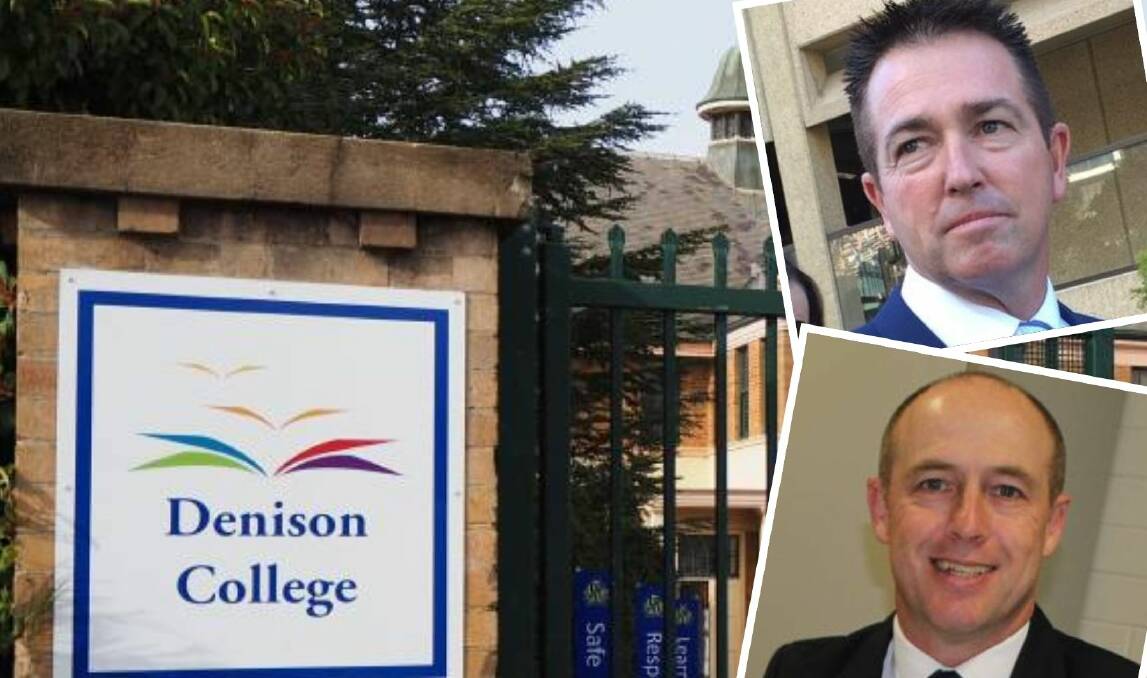 COVID ALERT: Denison College Bathurst High Campus and (inset top) Bathurst MP Paul Toole and (inset bottom) principal Ken Barwick.
