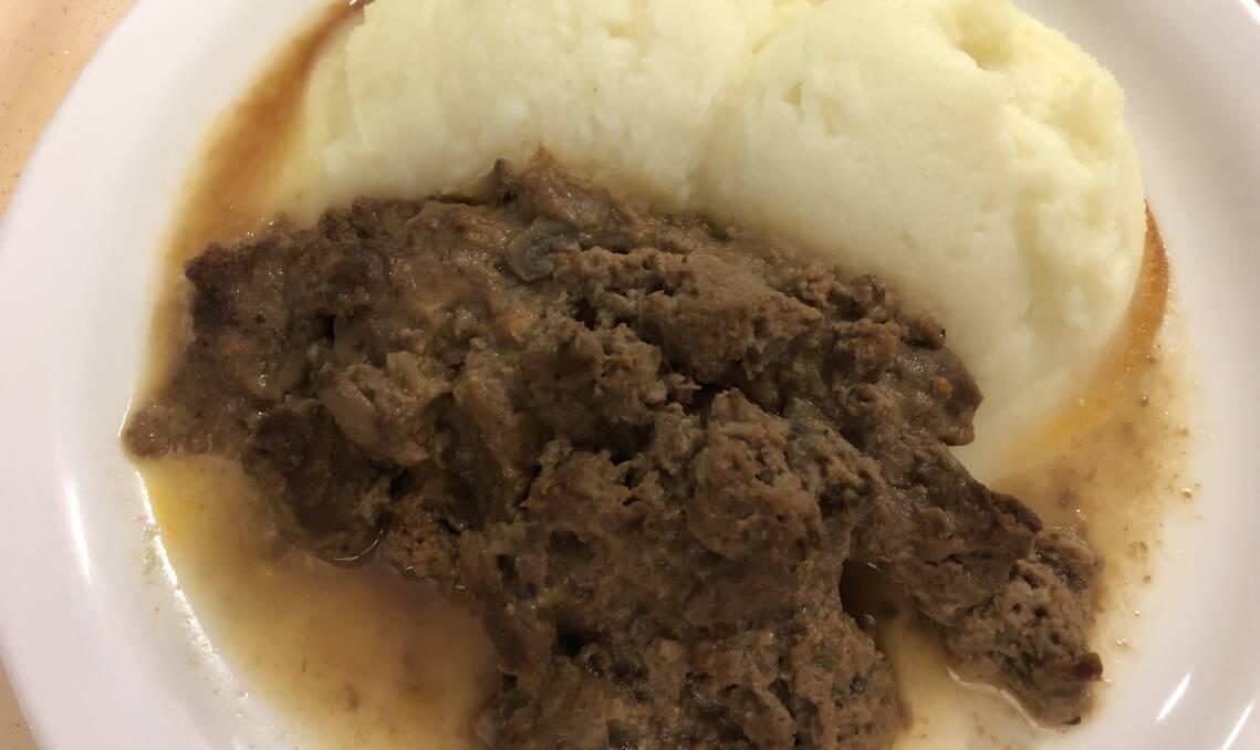 MYSTERY MEAT: This plate of food served to a Bathurst Hospital patient has drawn an apology from management.