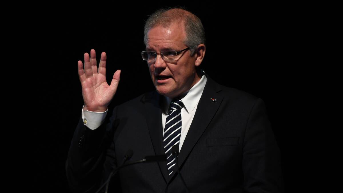 CONVERSATION: Prime Minister Scott Morrison delivering the Bradfield Oration in Sydney this week.