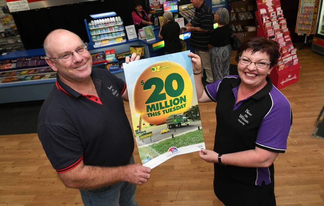 JUST THE TICKET: Adrian and Felicity Smith from News on William were pleased to hear the winners had come forward. Photo: CHRIS SEABROOK 013019c20mill