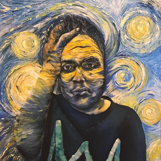 SELF PORTRAIT: Artwork by Will Hazzard, the 2017 winner of the Bathurst Arts Council 2BS Youth Arts Award.