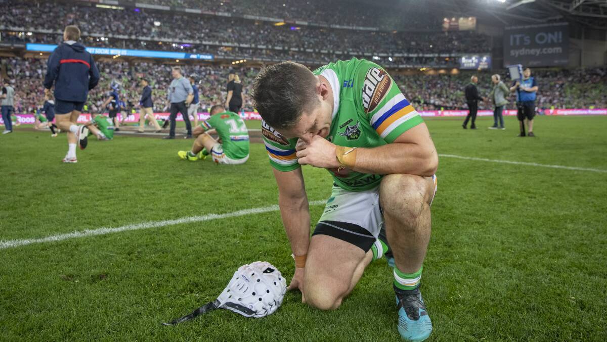 Dejected Canberra Raiders veteran Jarrod Croker after the NRL grand final in 2019. Picture: Sitthixay Ditthavong