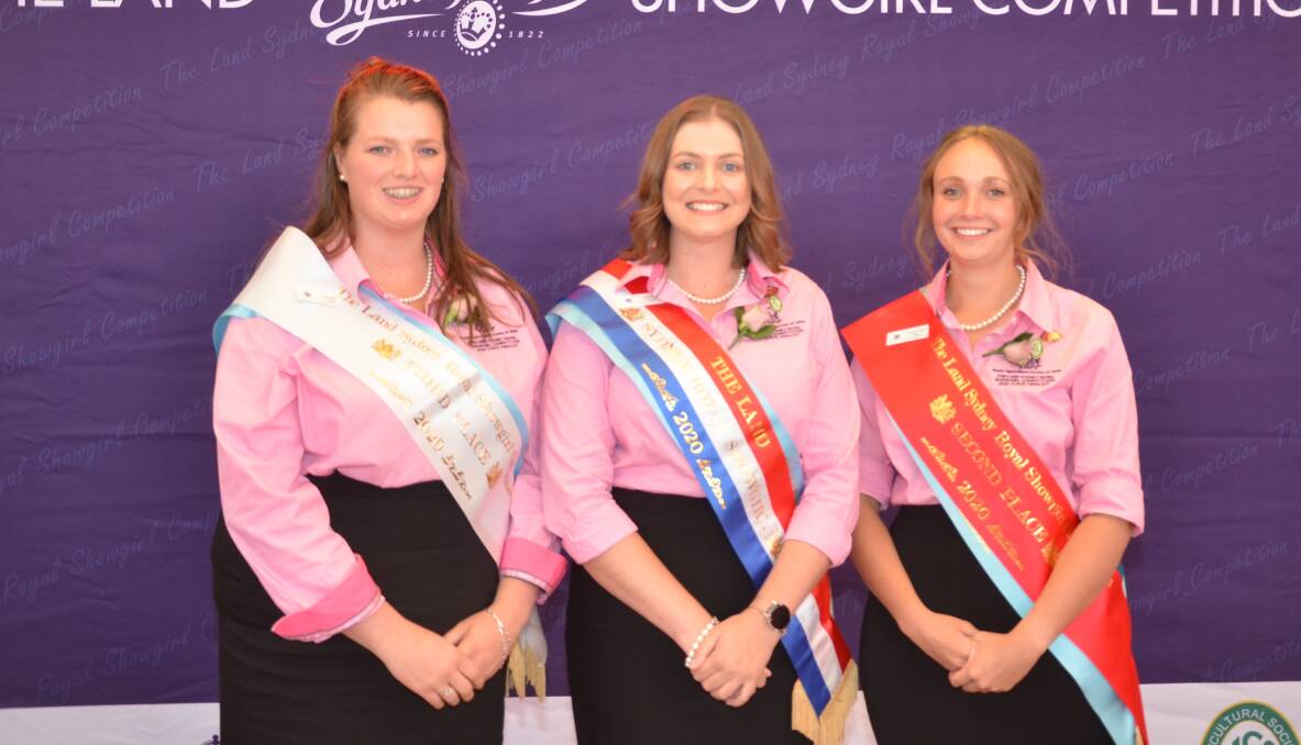 SUCCESS: Bathurst's Steph Ferguson (right) was first runner-up in The Land Sydney Royal Showgirl competition. Second runner-up was Kate Webster from Wagga Wagga and Cootamundra's Jessica Neale was the winner. 