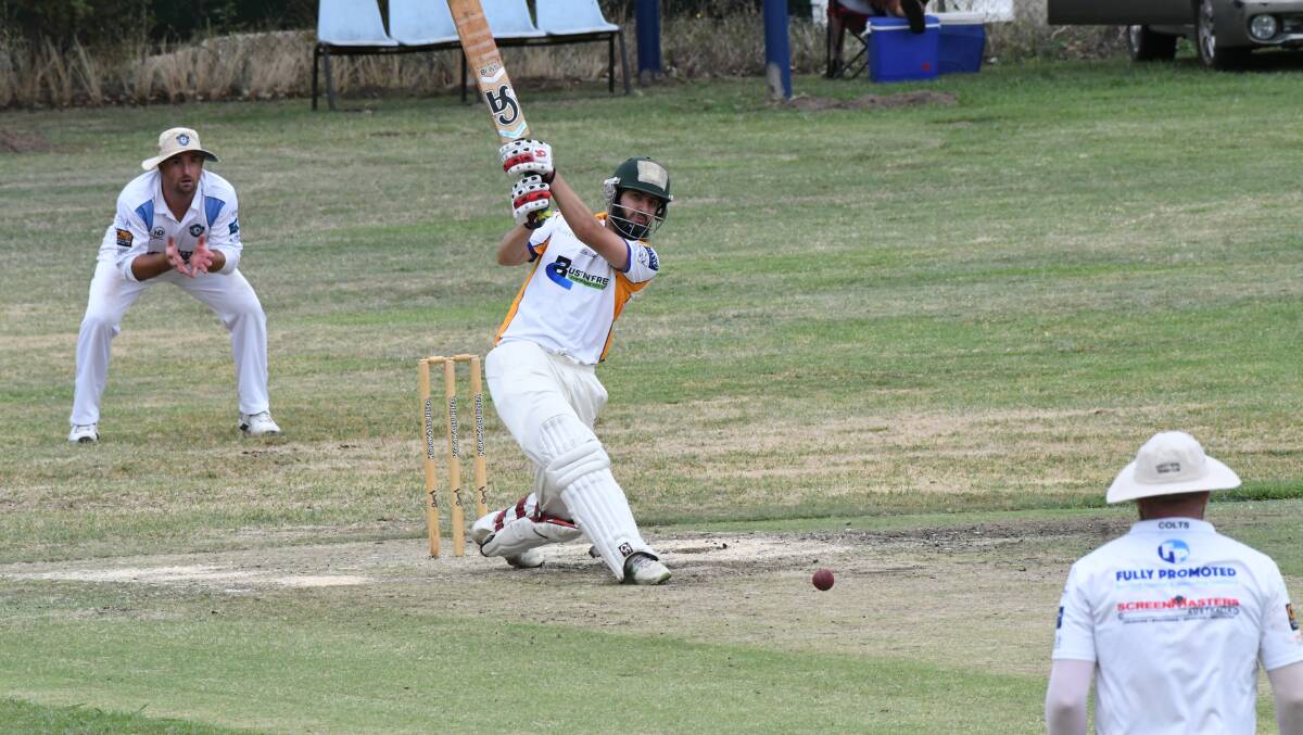 HIT OUT: Jameel Qureshi playing a rare aggressive shot on Saturday. Photo: CHRIS SEABROOK