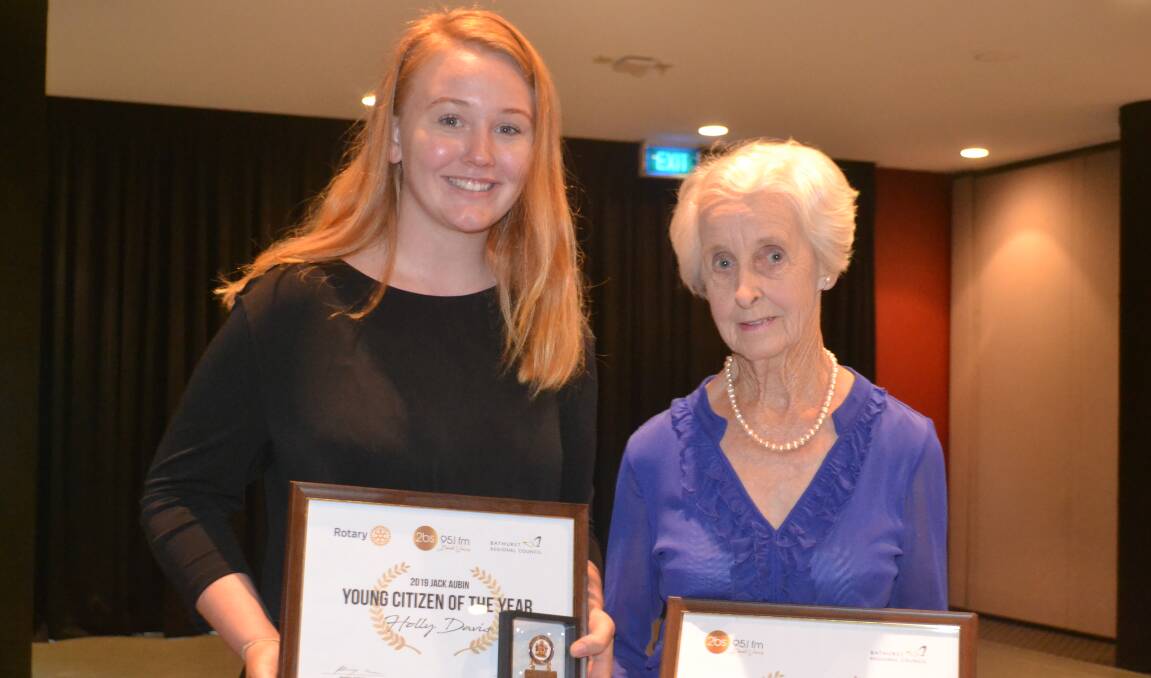 TOP HONOUR: Genevieve Croaker, 81, was named Bathurst's 2019 Citizen of the Year and Holly Davis, 19, was winner of the 2019 Jack Aubin Young Citizen of the Year award. Photo: Sahil Makkar
