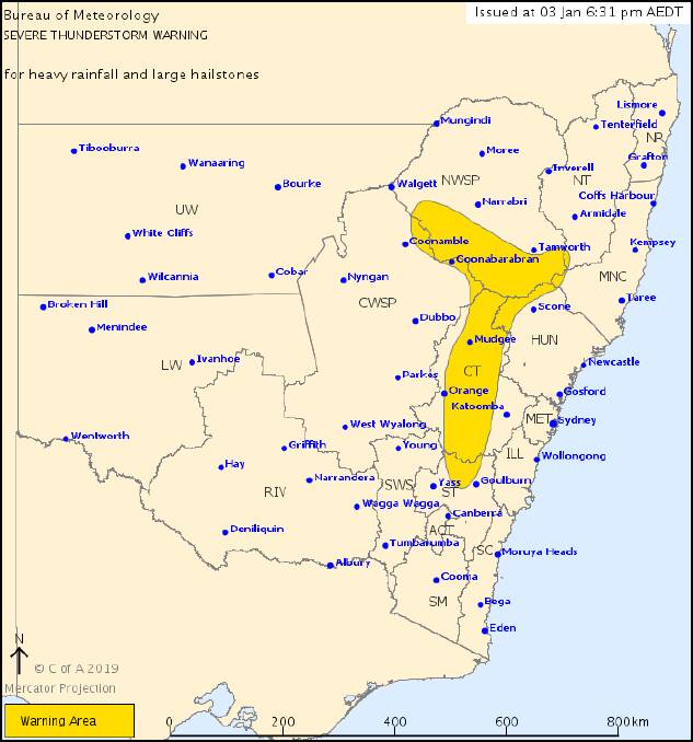Severe thunderstorm warning issued for Bathurst and Mudgee