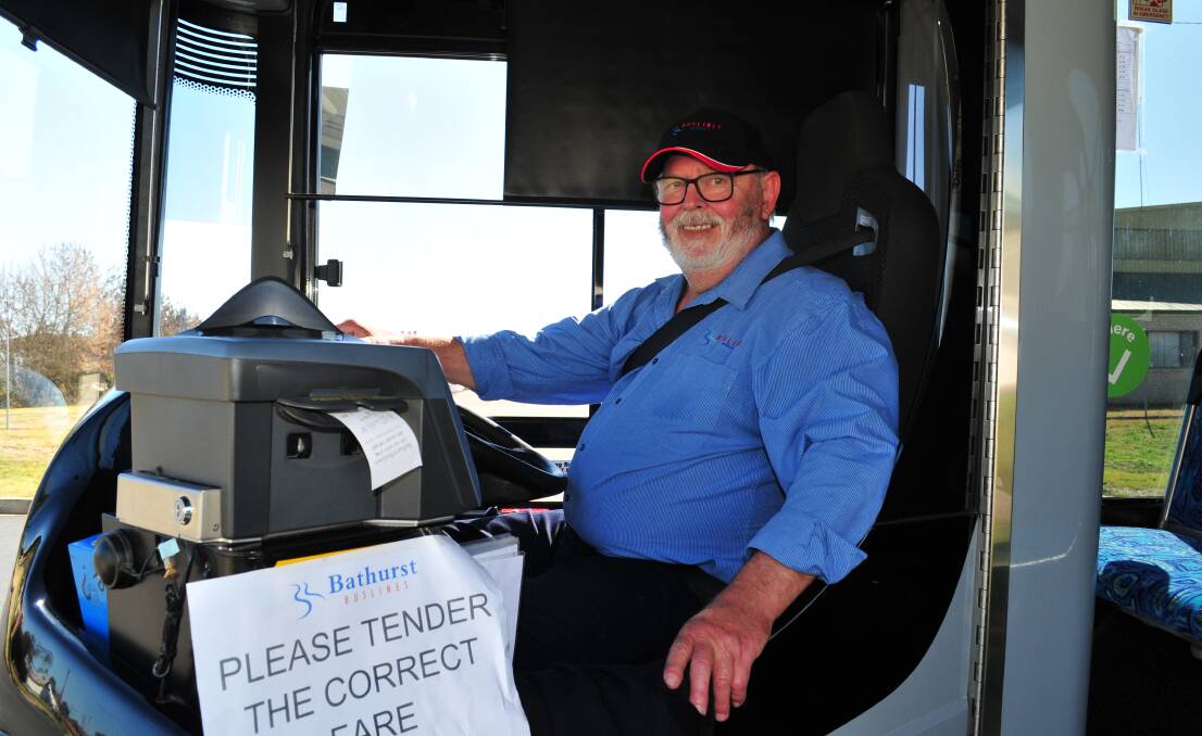TOWN RUN: Bathurst Bus Lines driver John Jablonskis, on one of the town runs. While patronage on school services is down during COVID-19, the town run remains popular with clients. 
